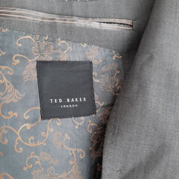 TED BAKER London Blazer Jacket Solid Gray Men's Sz 44 R - Picture 13 of 15